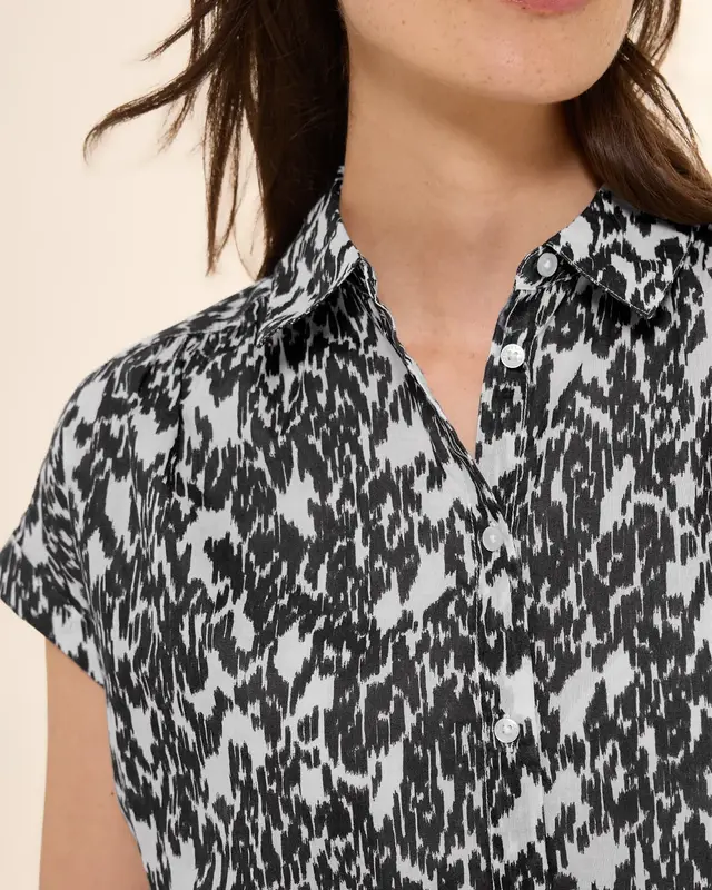 Cecil Blouse with Minimal Print - Vanilla White