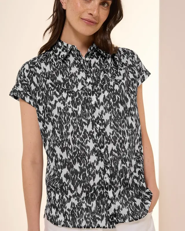 Cecil Blouse with Minimal Print - Vanilla White