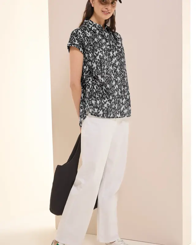 Cecil Blouse with Minimal Print - Vanilla White