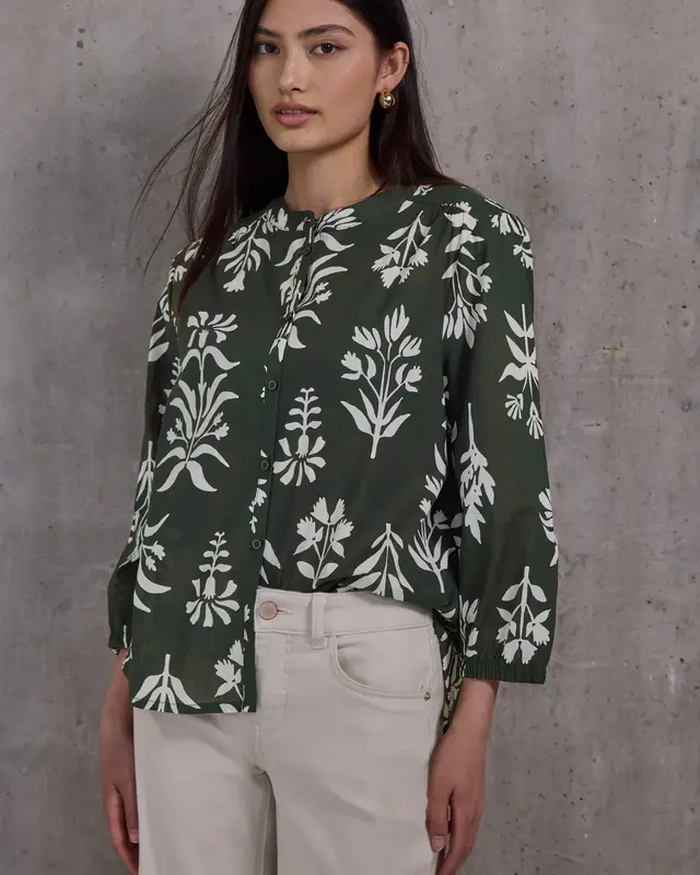 Street One Studio Print Bluse - Deep Pine Green
