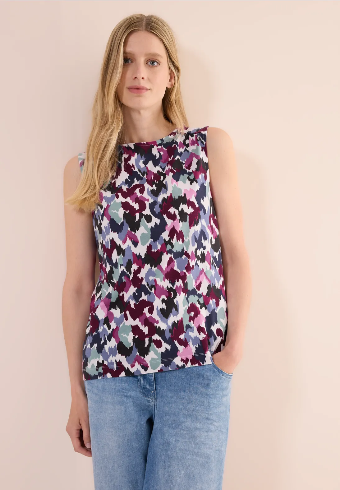 Cecil Print Top - Vanilla White
