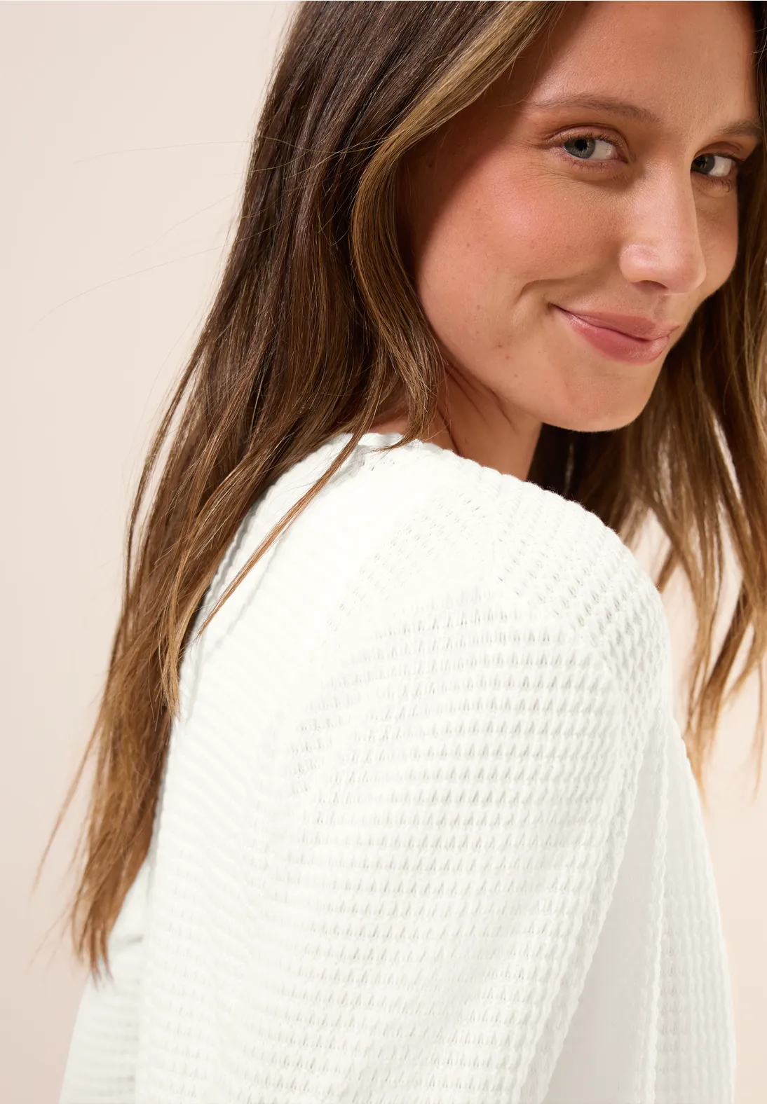 Cecil Open Ajour-Look Cardigan - Vanilla White