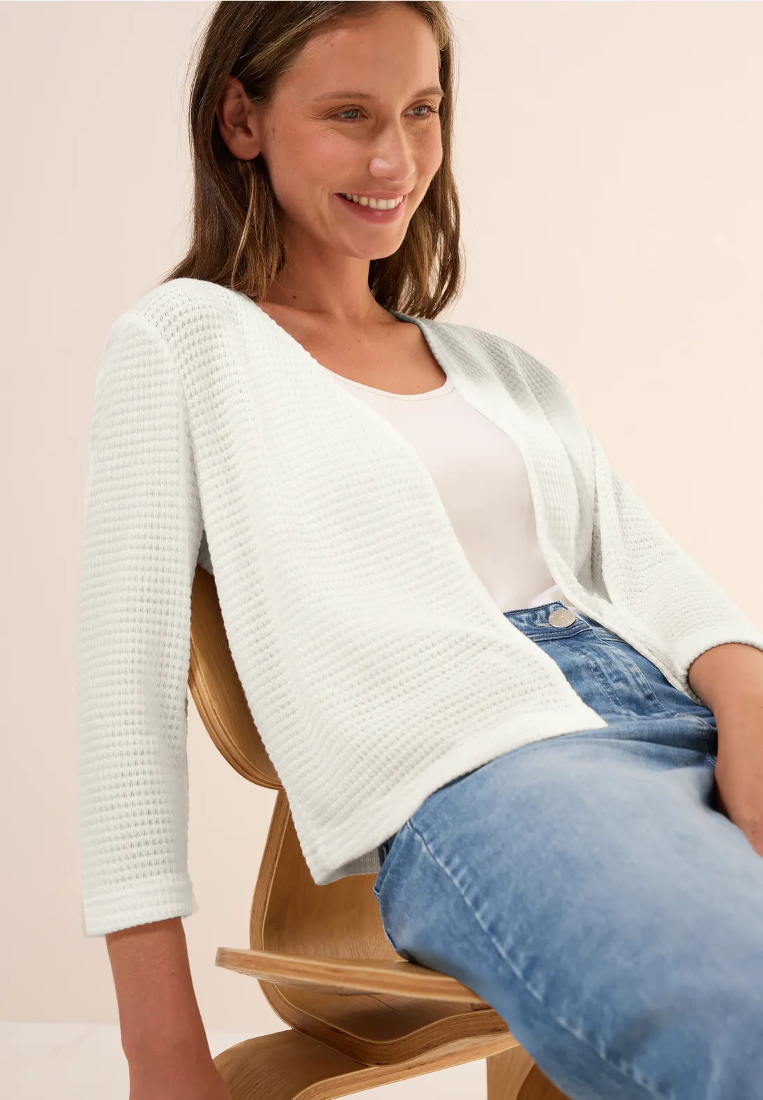 Cecil Open Ajour-Look Cardigan - Vanilla White