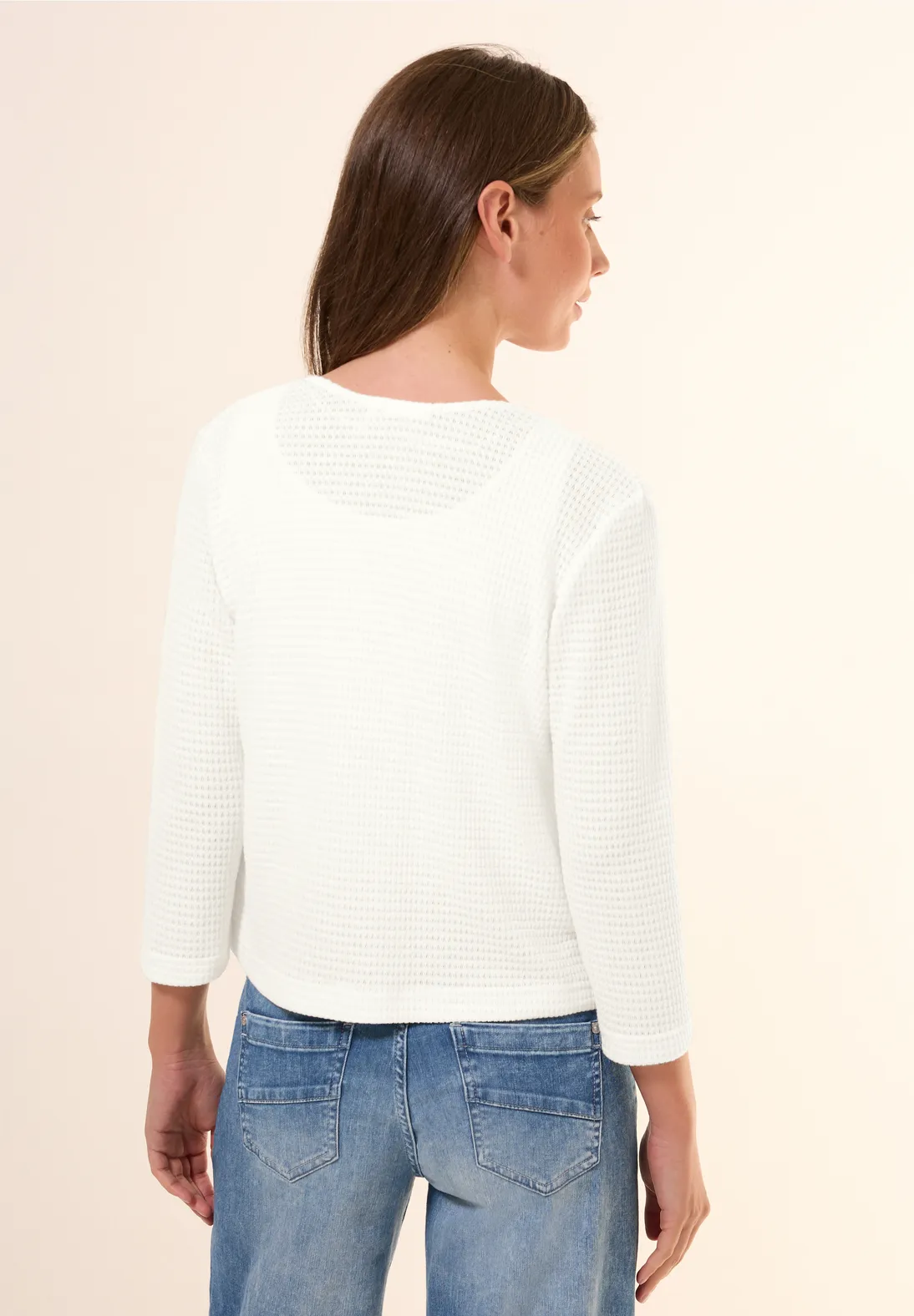 Cecil Open Ajour-Look Cardigan - Vanilla White