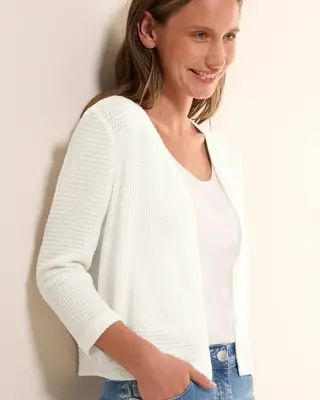 Cecil Open Ajour Look Vest - Vanilla White