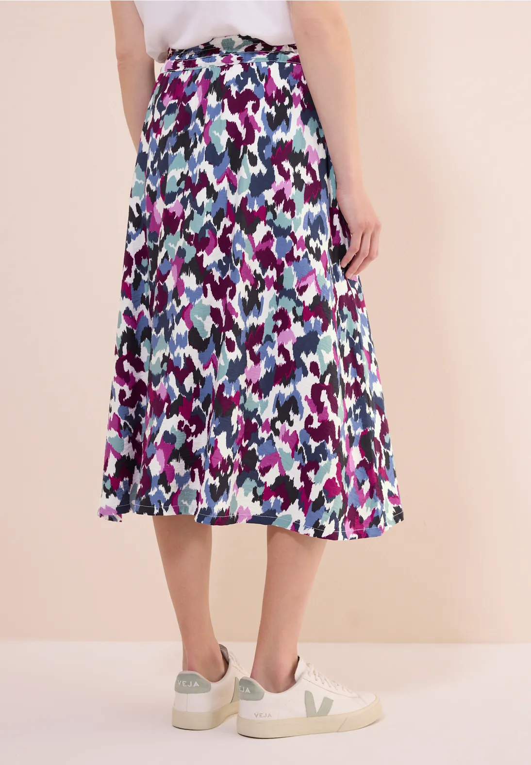 Cecil Printed Midi Skirt - Vanilla White