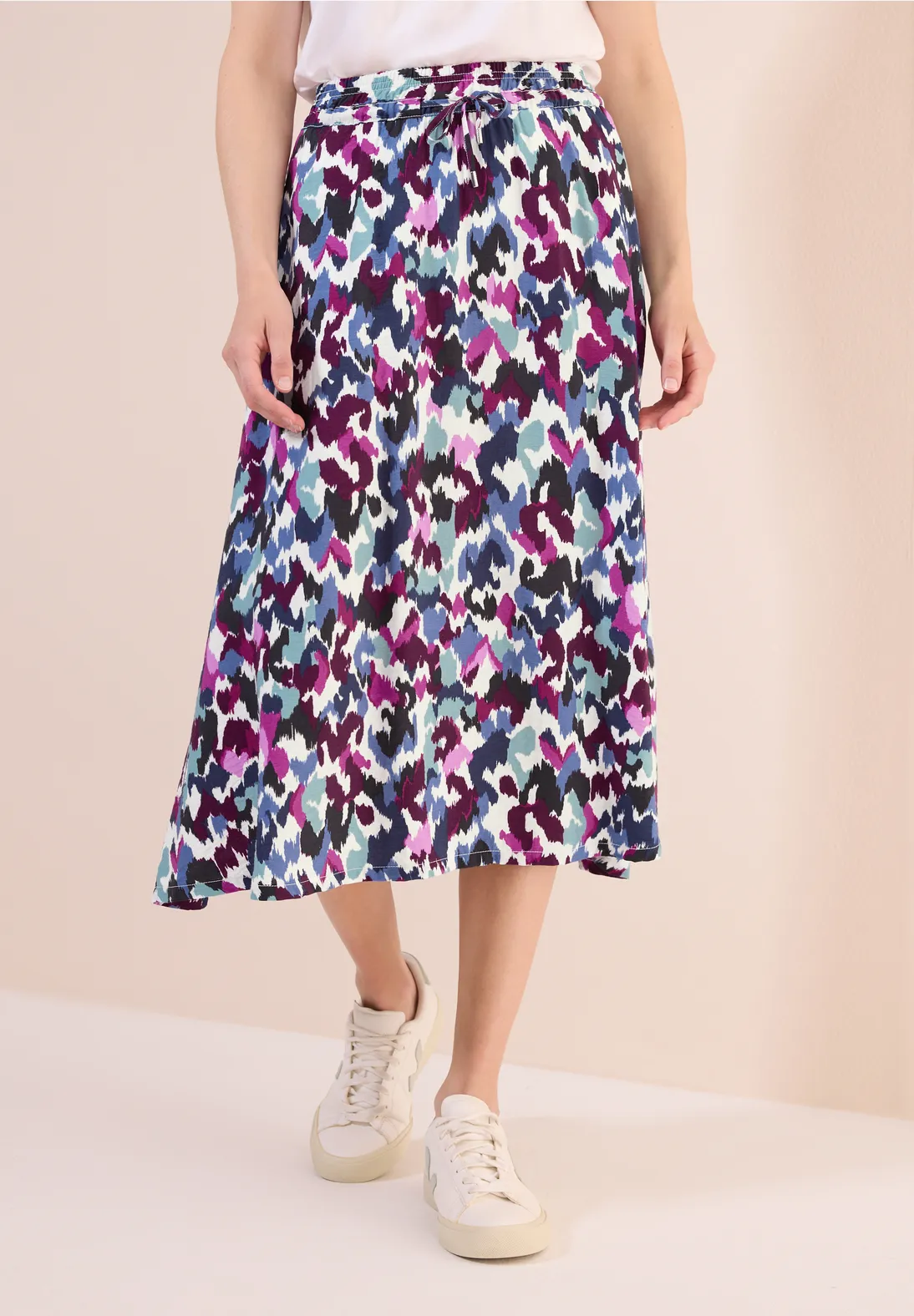Cecil Printed Midi Skirt - Vanilla White