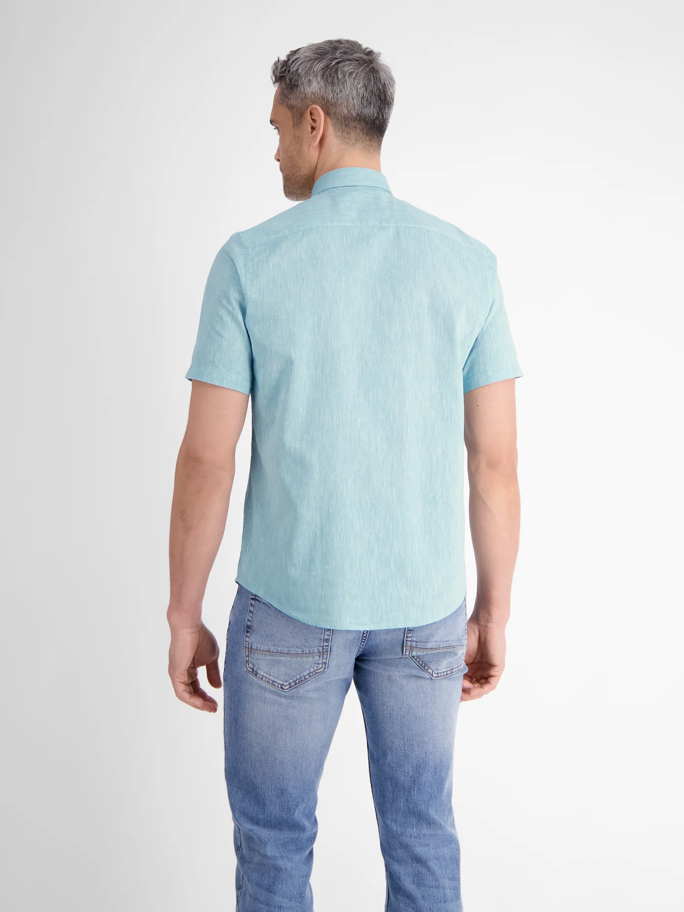 Lerros Katoen/Linnenmix Overhemd met Korte Mouw - Coastal Blue