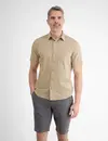 Lerros Katoen/Linnenmix Overhemd met Korte Mouw - Light Dune Beige