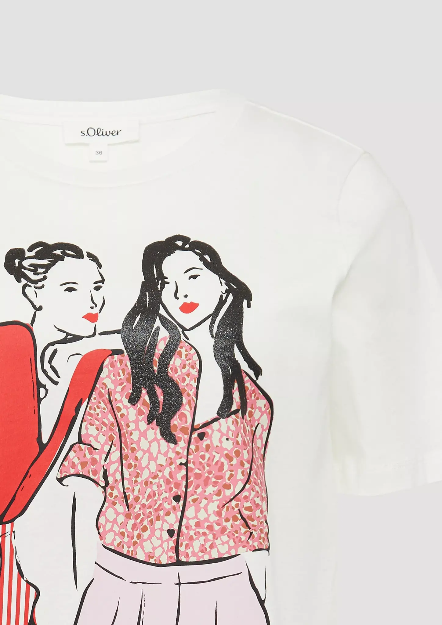 S. Oliver Baumwoll T-Shirt, Relaxed Fit - Cream