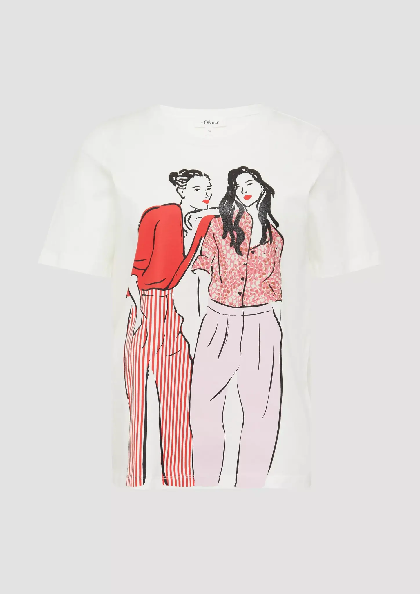 S. Oliver Baumwoll T-Shirt, Relaxed Fit - Cream