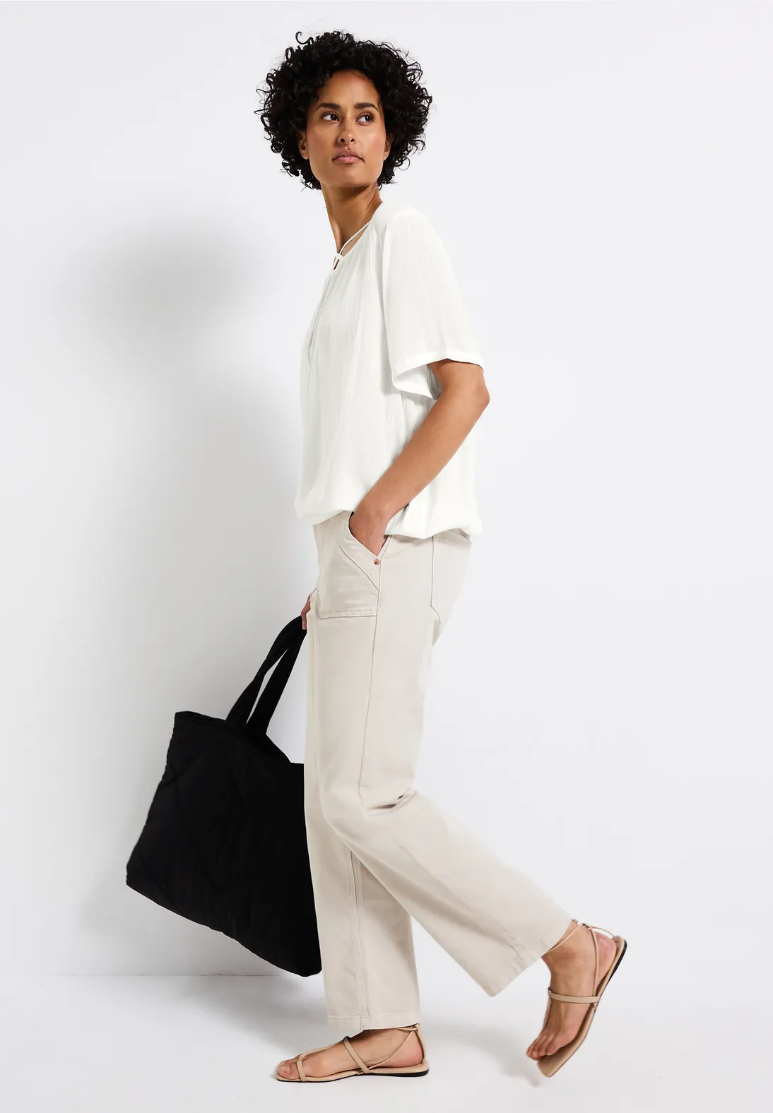 Street One Blusenshirt mit Bänderdetail - Off White