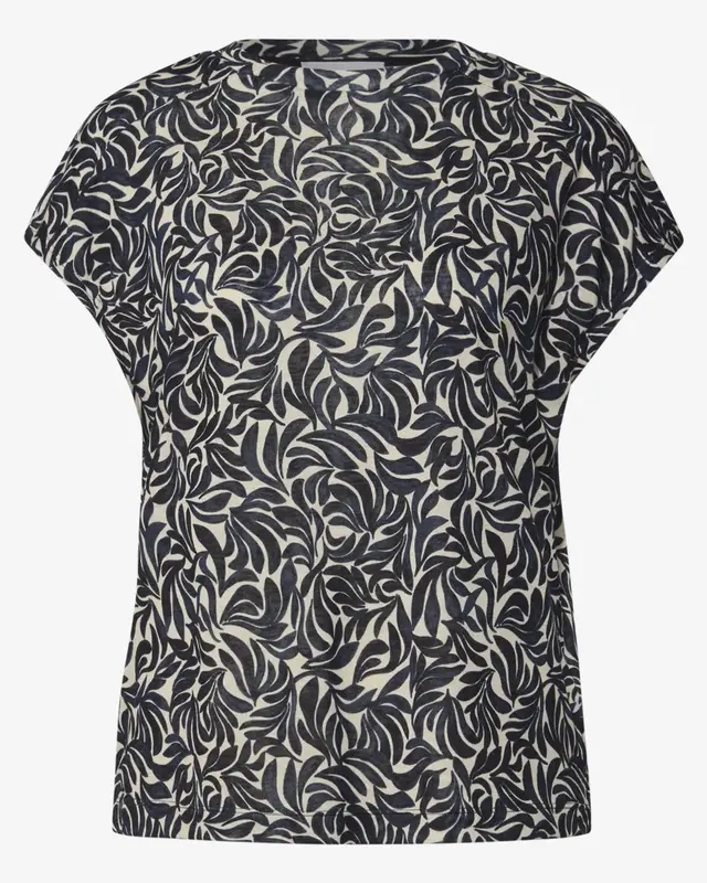 Street One Studio Printed Linen Look Shirt - Light Sunstone Beige