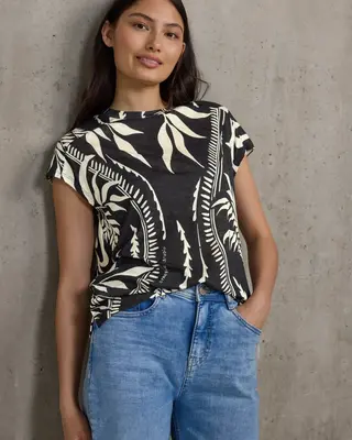 Street One Studio Printed Linen Look Shirt - Black