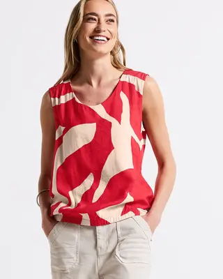 Street One Materiaalmix Top - Glory Red