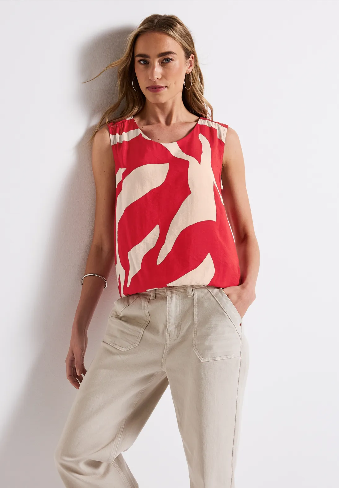 Street One Materiaalmix Top - Glory Red