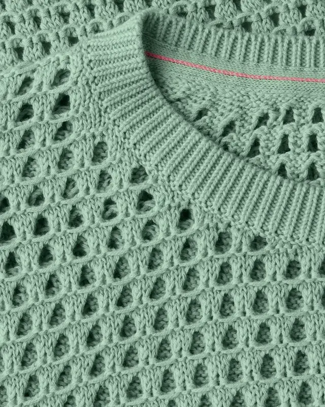 Cecil Trui met Gehaakte Look - Matcha Green