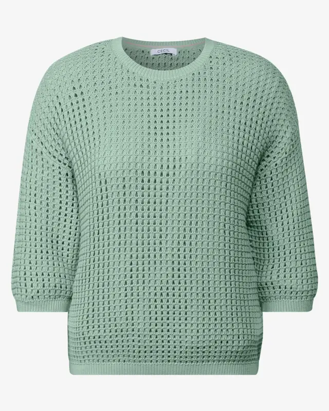 Cecil Pullover im Häkel-Optik - Matcha Green