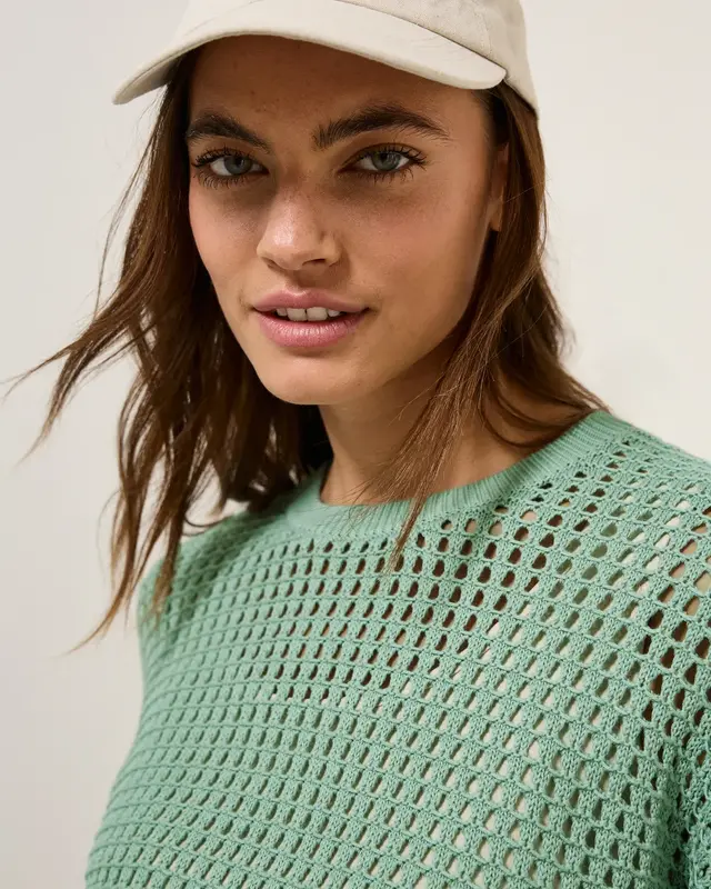 Cecil Trui met Gehaakte Look - Matcha Green