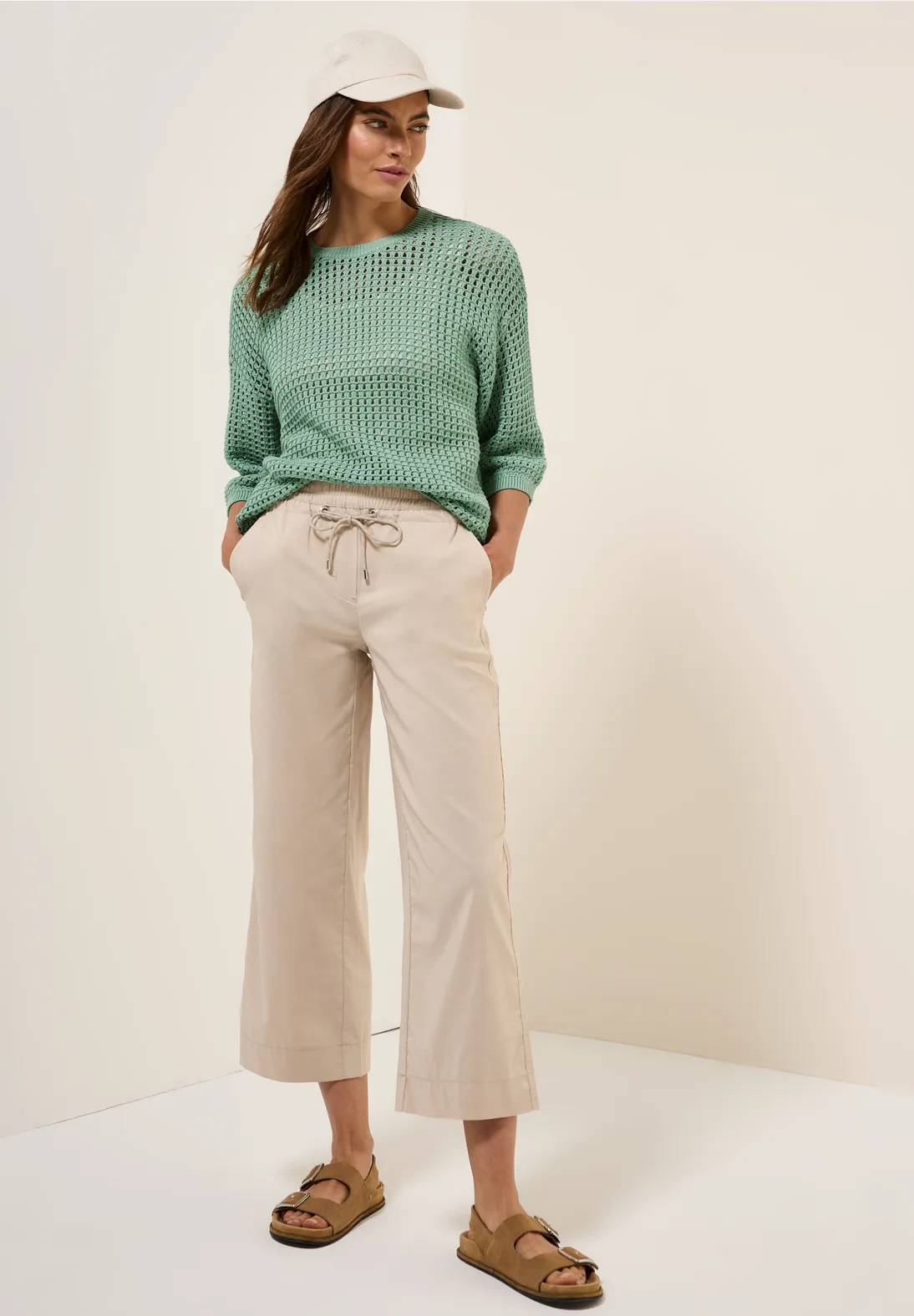 Cecil Pullover im Häkel-Optik - Matcha Green