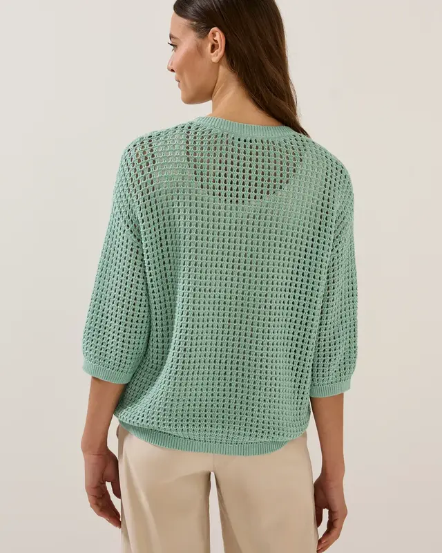 Cecil Trui met Gehaakte Look - Matcha Green