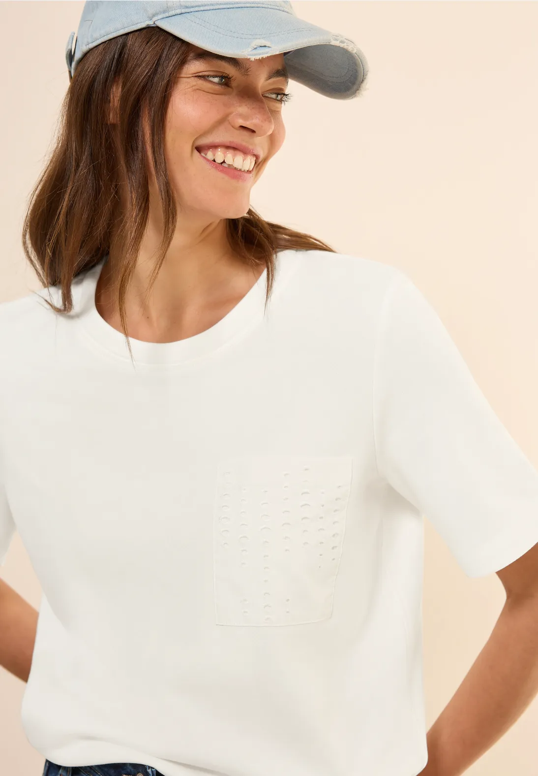 Cecil Sweater met Borstzak - Vanilla White