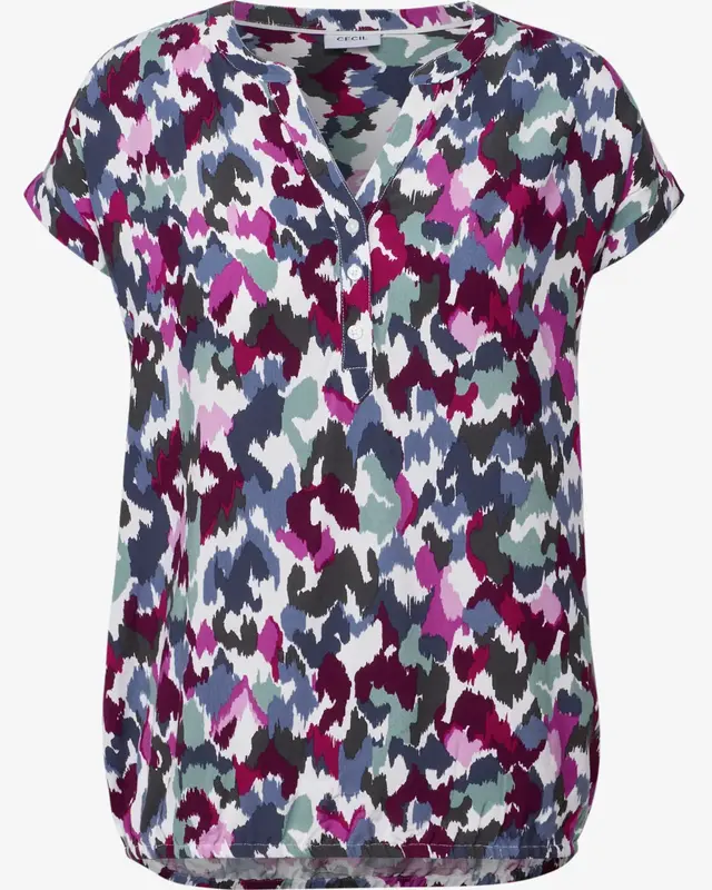 Cecil Print Blouse Korte Mouw - Vanilla White