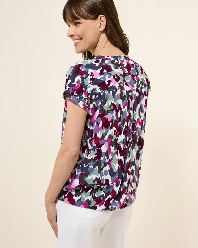 Cecil Print Blouse Korte Mouw - Vanilla White