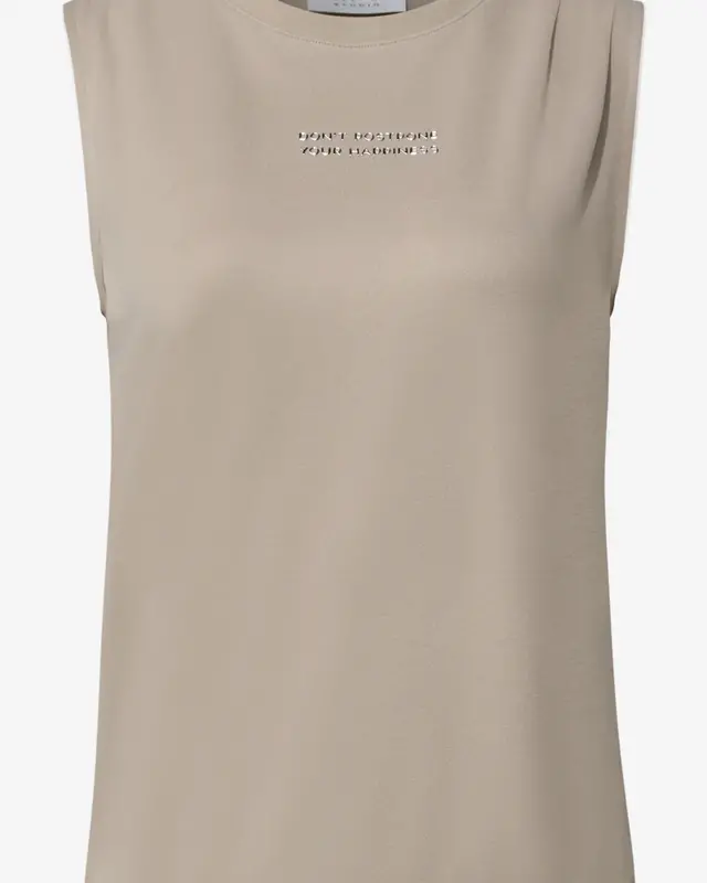 Street One Studio Silk-Look Top mit Wording - Sandshell Beige