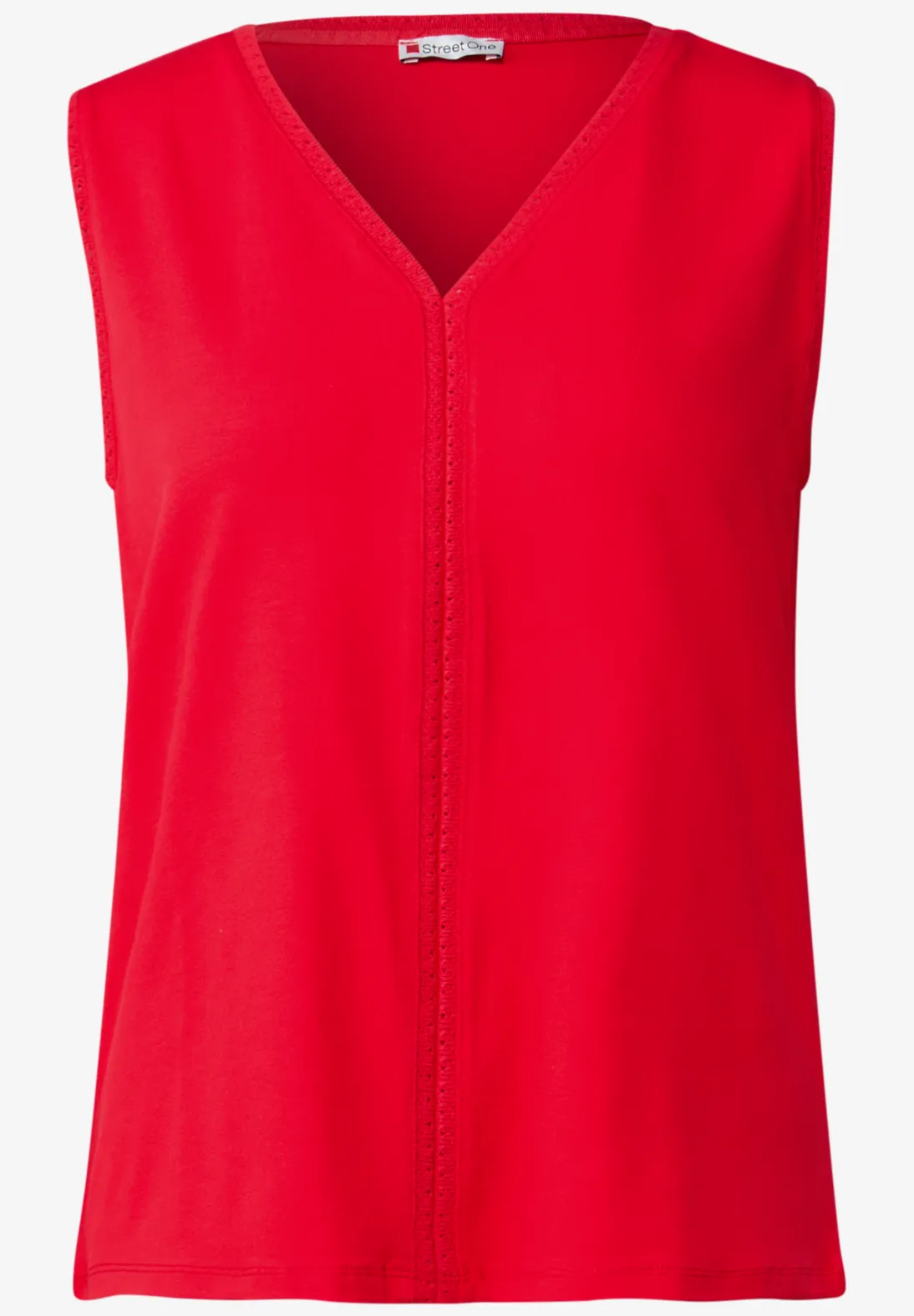 Street One Jersey-Top mit Häkeldetails - Glory Red