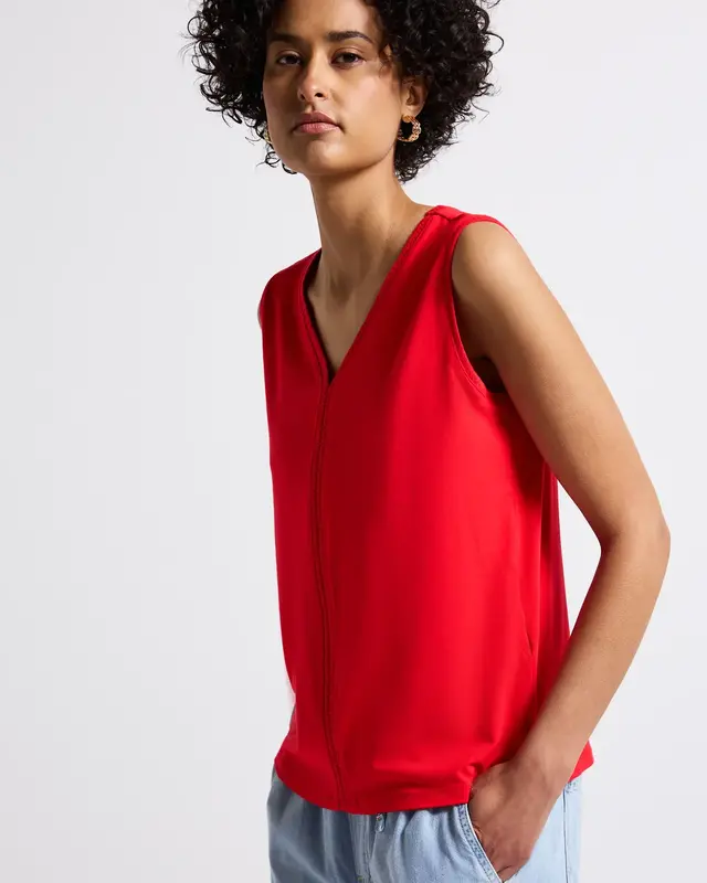 Street One Jersey Top met Gehaakte Details - Glory Red