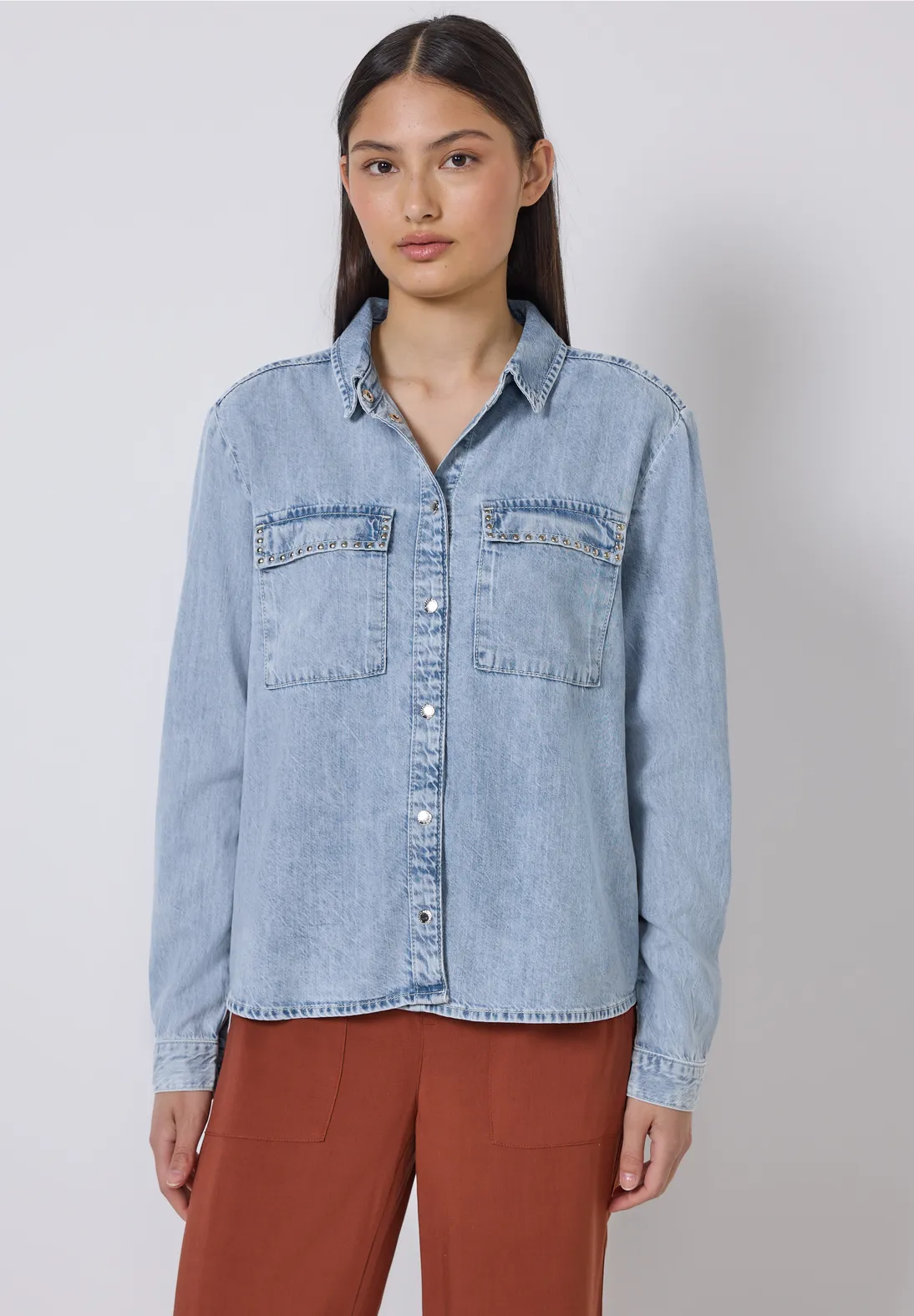 Street One Studio Bleached Denim Shirt - Ultra Bleach Wash