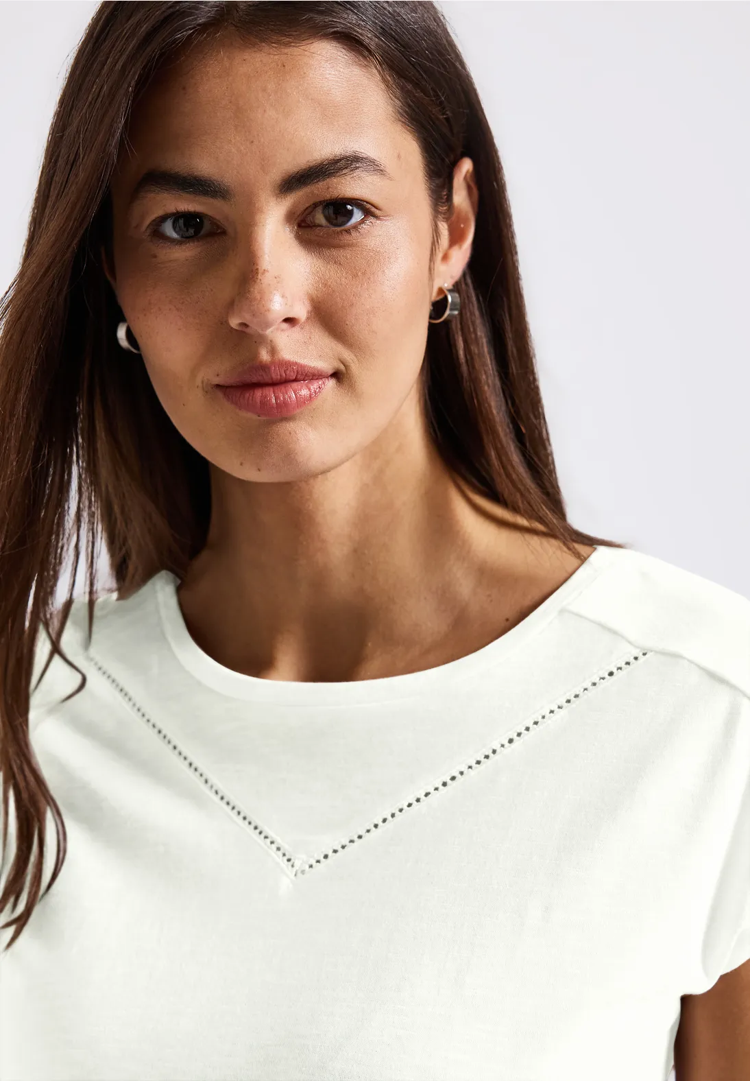 Street One Shirt met Decoratieve Tape - Off White