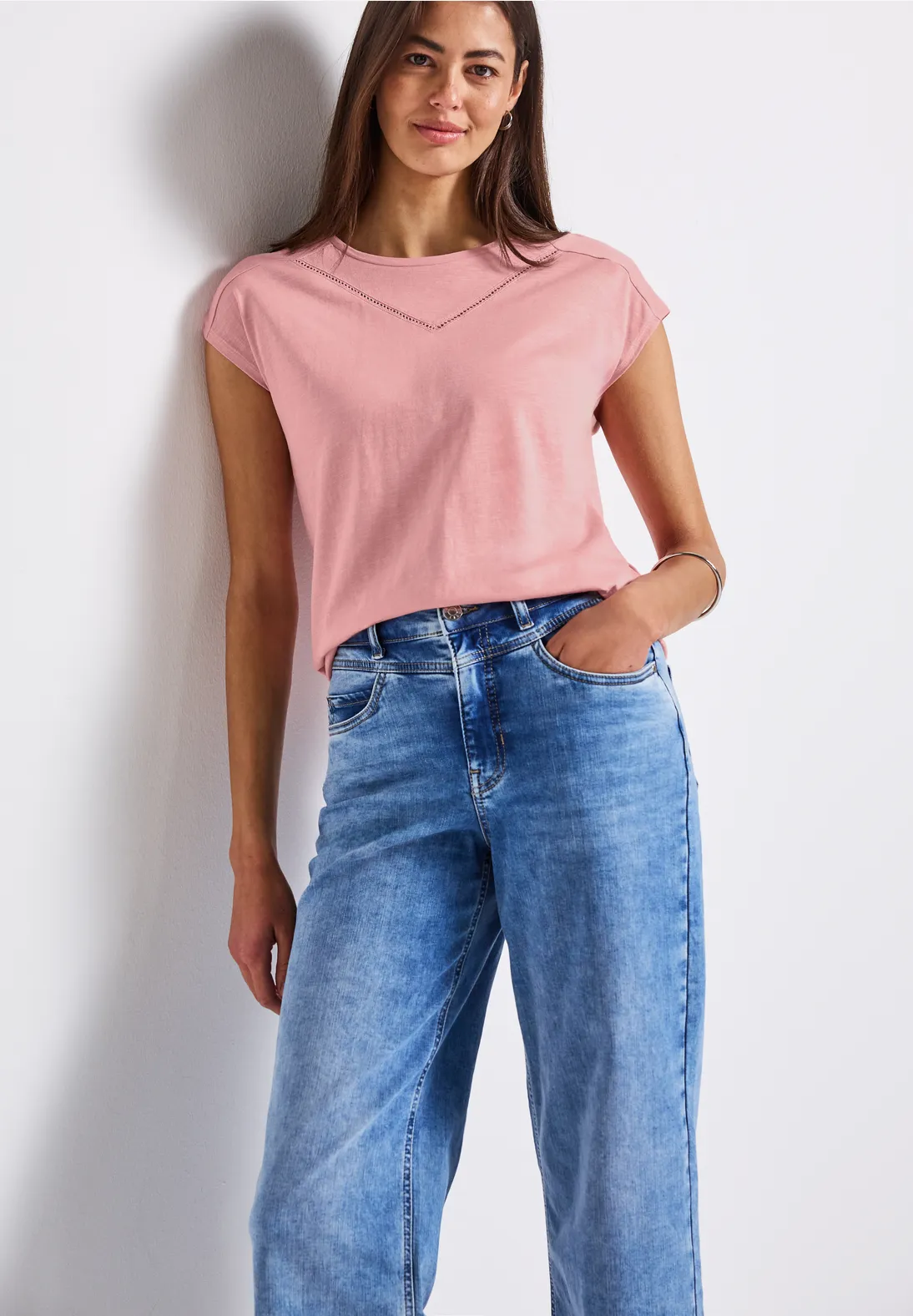 Street One Shirt mit Dekotape - Blush Peach