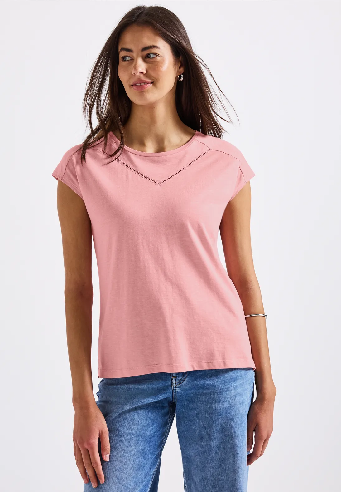 Street One Shirt with Deco Tape - Blush Peach