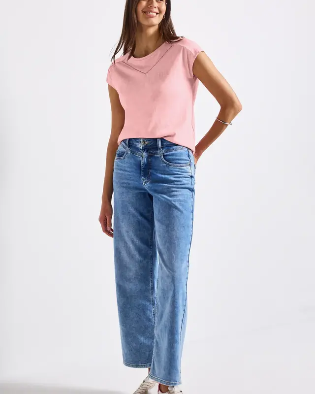 Street One Shirt with Deco Tape - Blush Peach