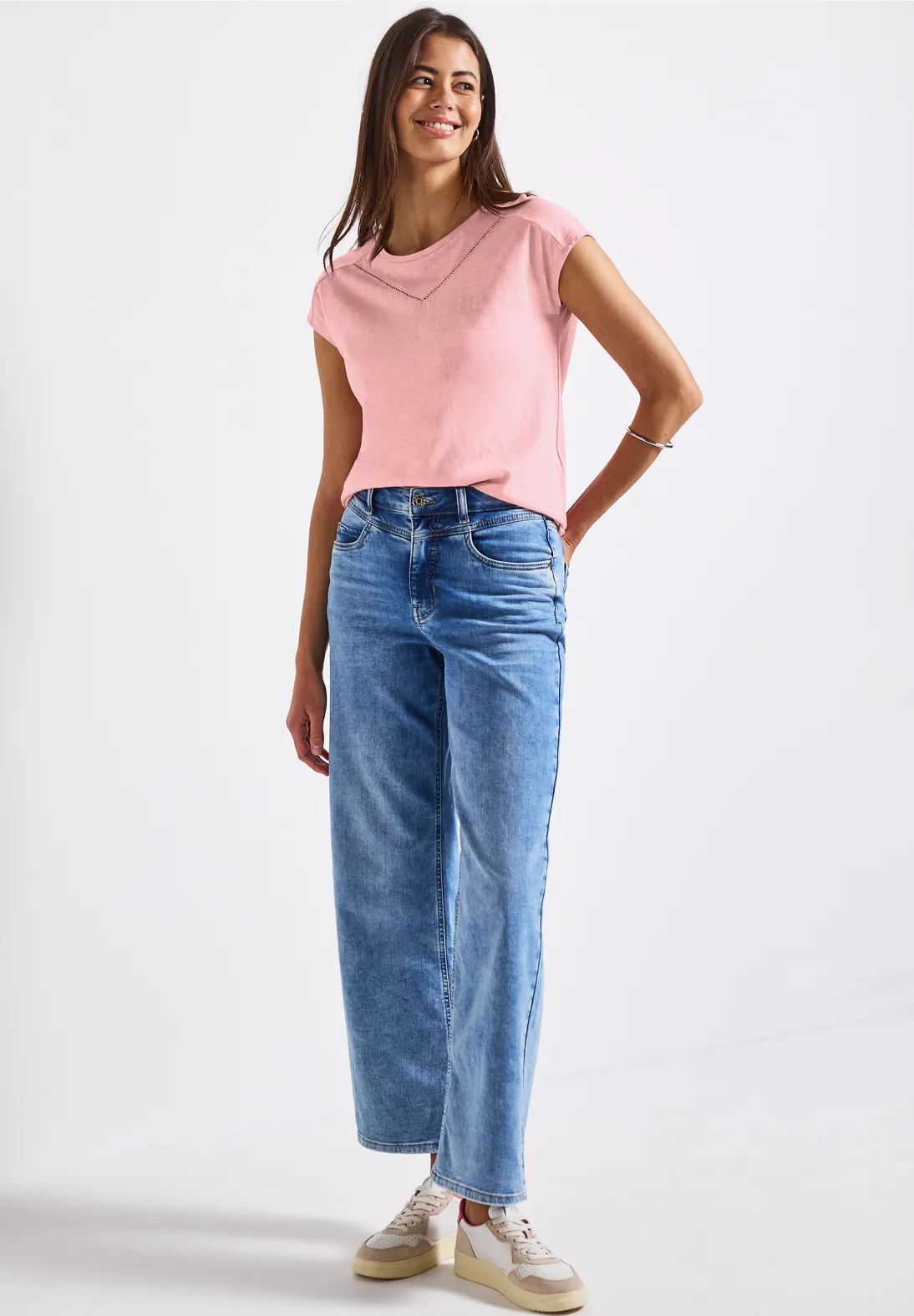 Street One Shirt with Deco Tape - Blush Peach