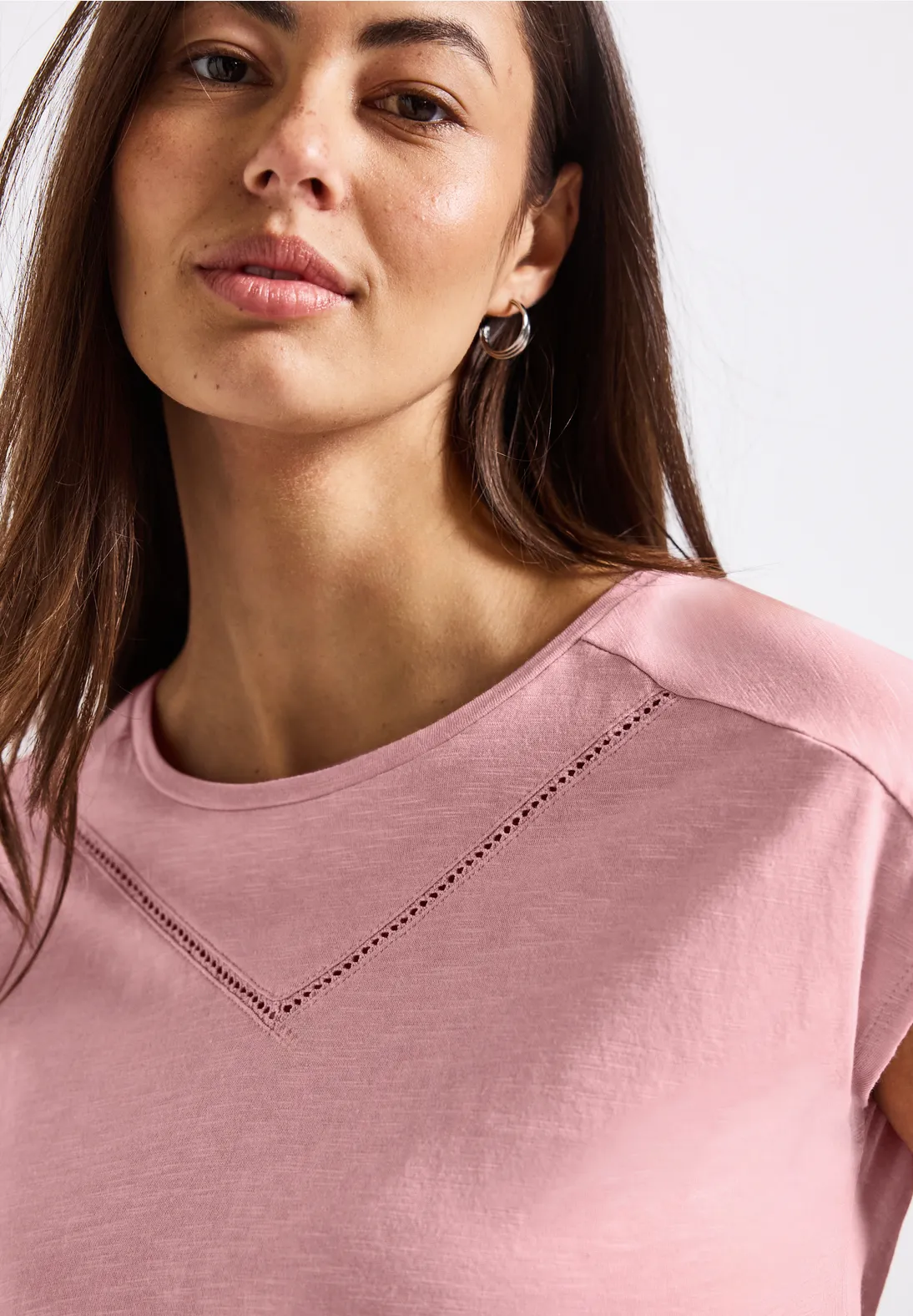 Street One Shirt with Deco Tape - Blush Peach