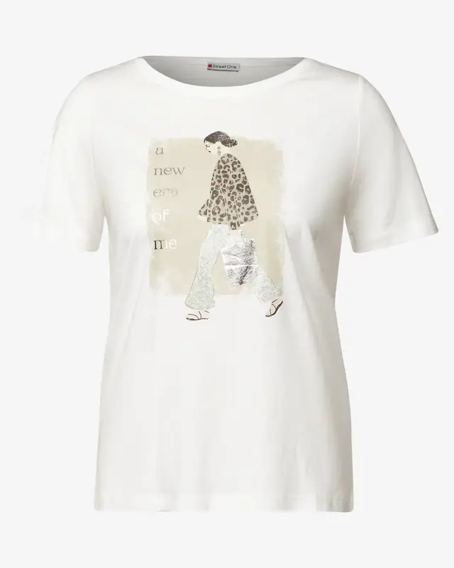 Street One Zacht Shirt met Print - Off White