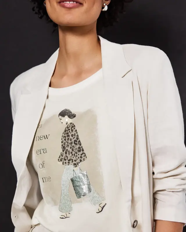 Street One Zacht Shirt met Print - Off White