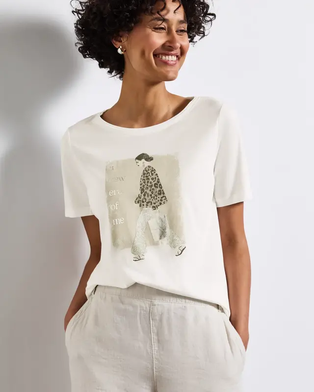 Street One Zacht Shirt met Print - Off White