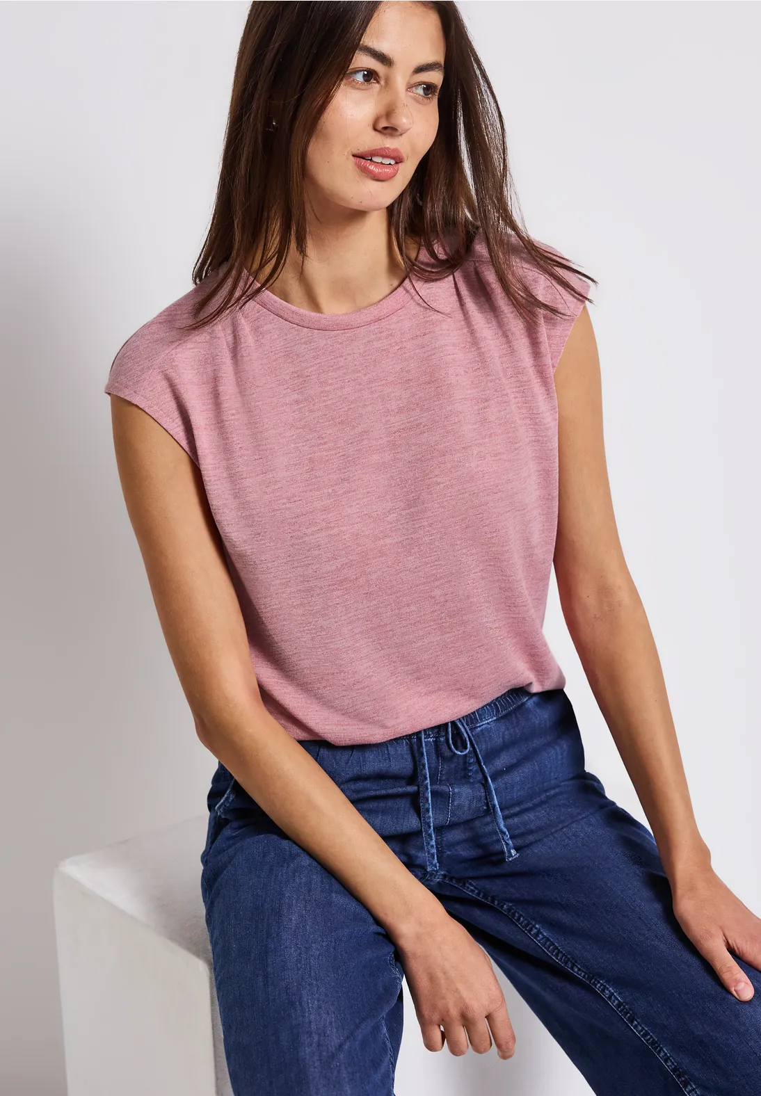 Street One Shirt in Linnen Look - Blush Peach