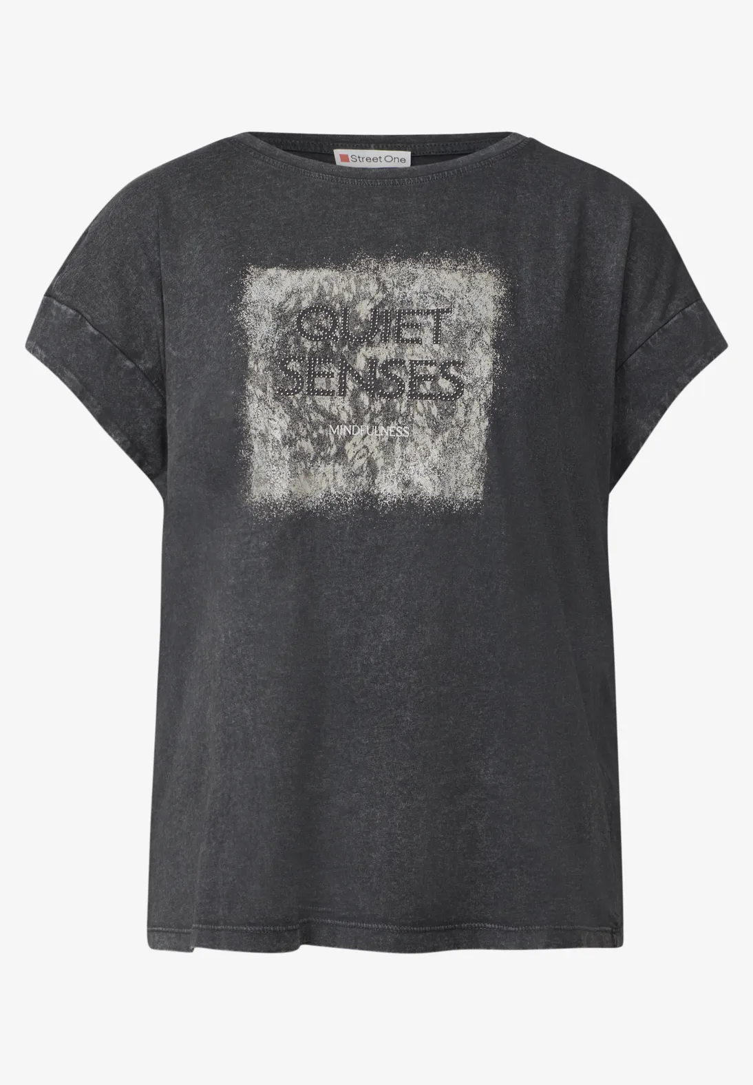 Street One Washed-Look Artwork Shirt - Washed Out Grey