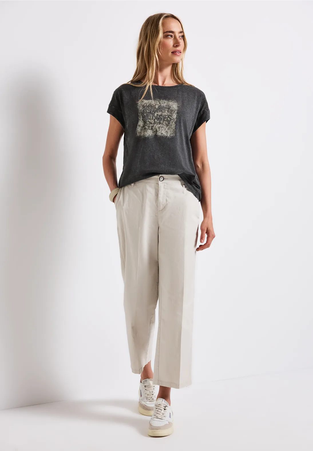 Street One Washed-Look Artwork Shirt - Washed Out Grey