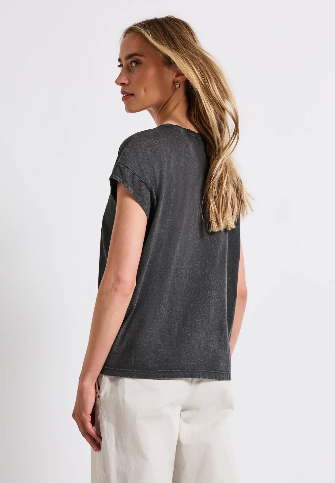 Street One Shirt met Gewassen Look - Washed Out Grey