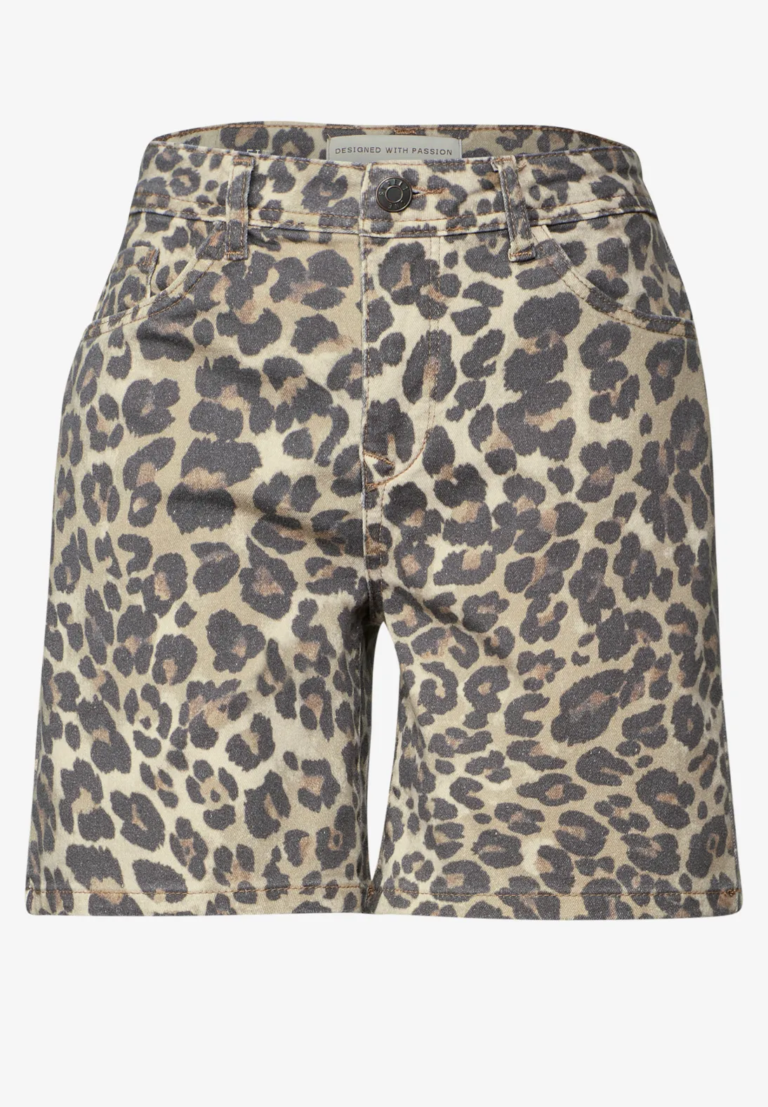 Street One Denim Shorts with Leo Print - Leo Print Washed