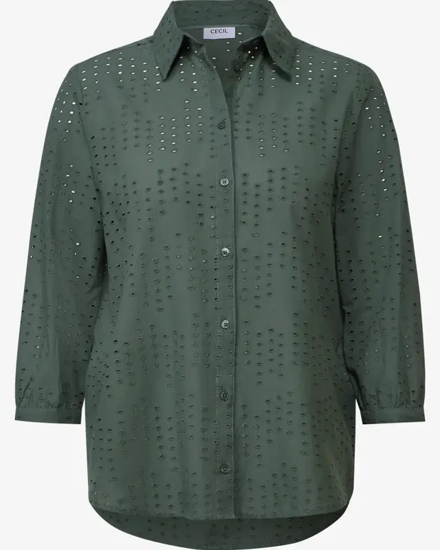 Cecil Hemdbluse mit Lochstickerei - Dark Balmy Khaki