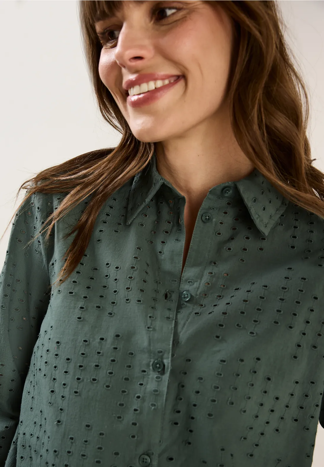 Cecil Hemdbluse mit Lochstickerei - Dark Balmy Khaki