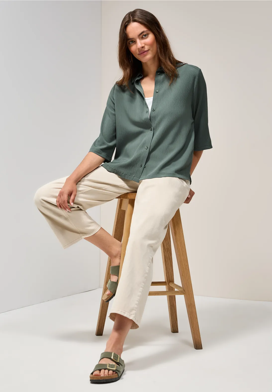 Cecil Hemdbluse mit Struktur - Dark Balmy Khaki