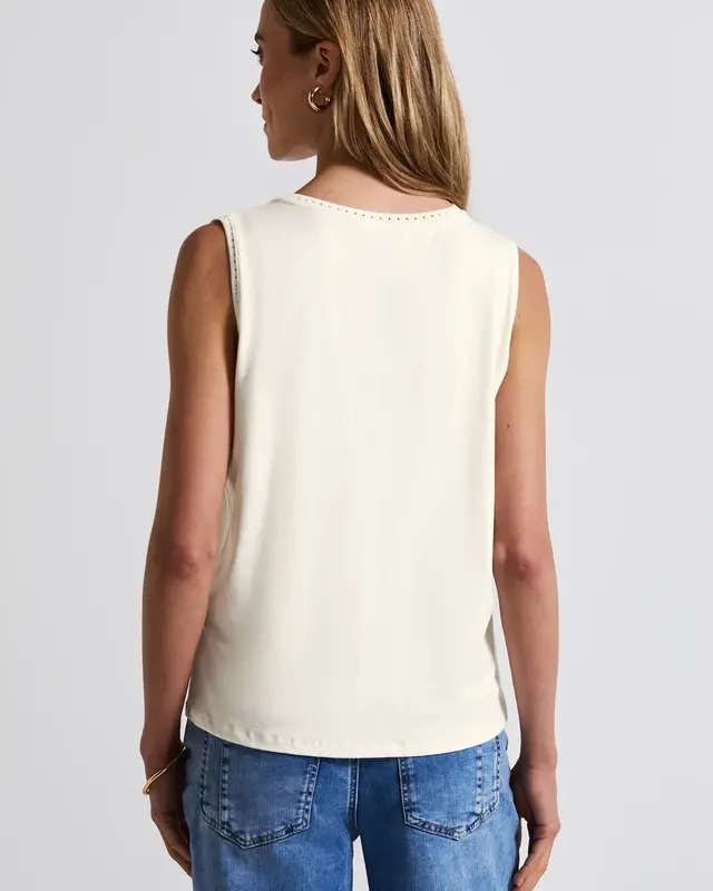 Street One Jersey Top met Gehaakte Details - Off White